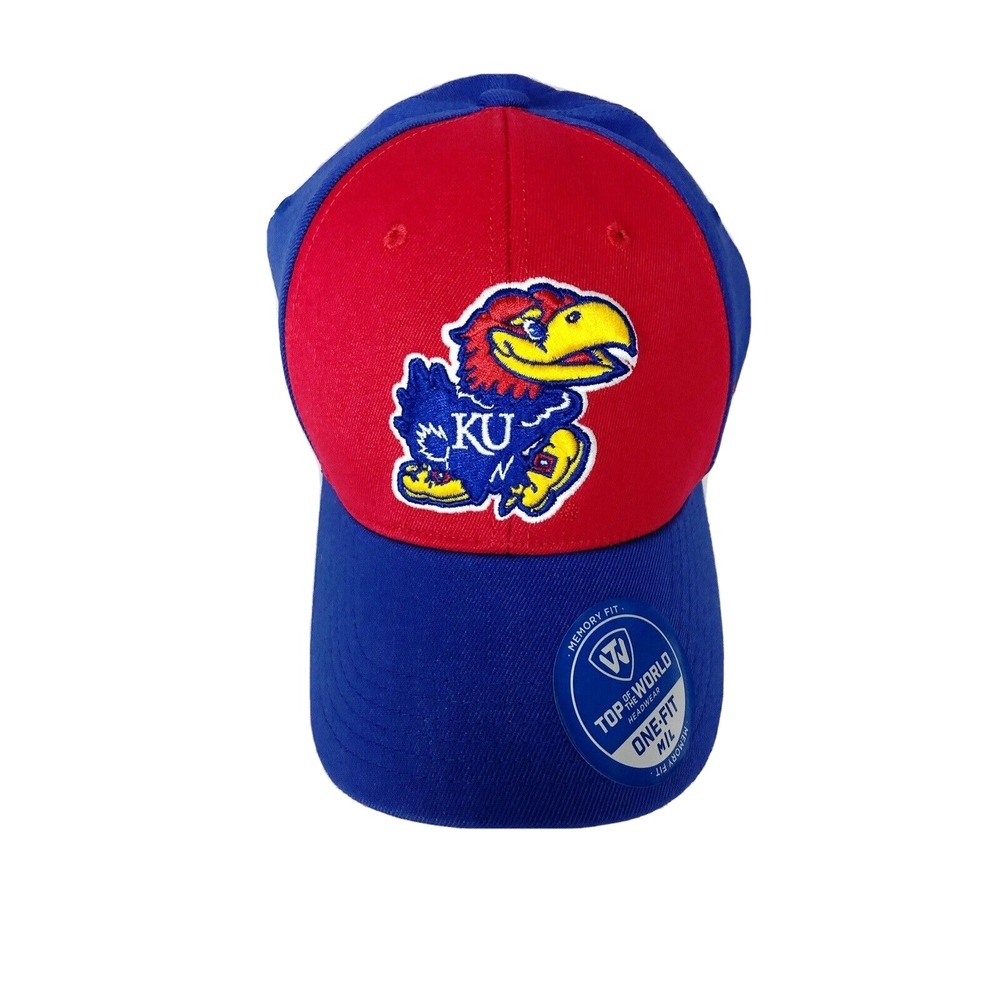 Top of the World Kansas Jayhawks Fitted Baseball Cap Blue Red